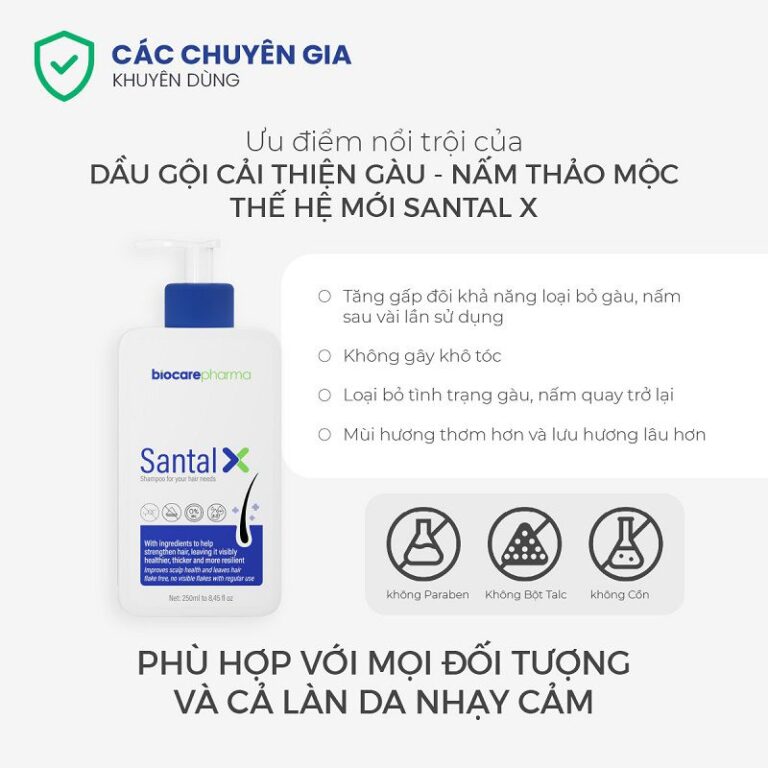 Dầu gội Santal X có tác dụng trị nấm da đầu vượt trội