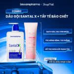 Combo dầu gội Santal X kết hợp tẩy tế bào chết da đầu Pink Salt 50 Scrub Biocarepharma
