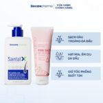 Combo dầu gội Santal X kết hợp tẩy tế bào chết da đầu Pink Salt 50 Scrub Biocare Pharma