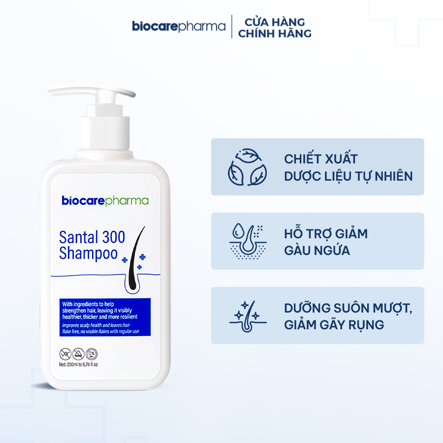 Dầu gội gàu nấm Santal 300 Shampoo Biocare Pharma