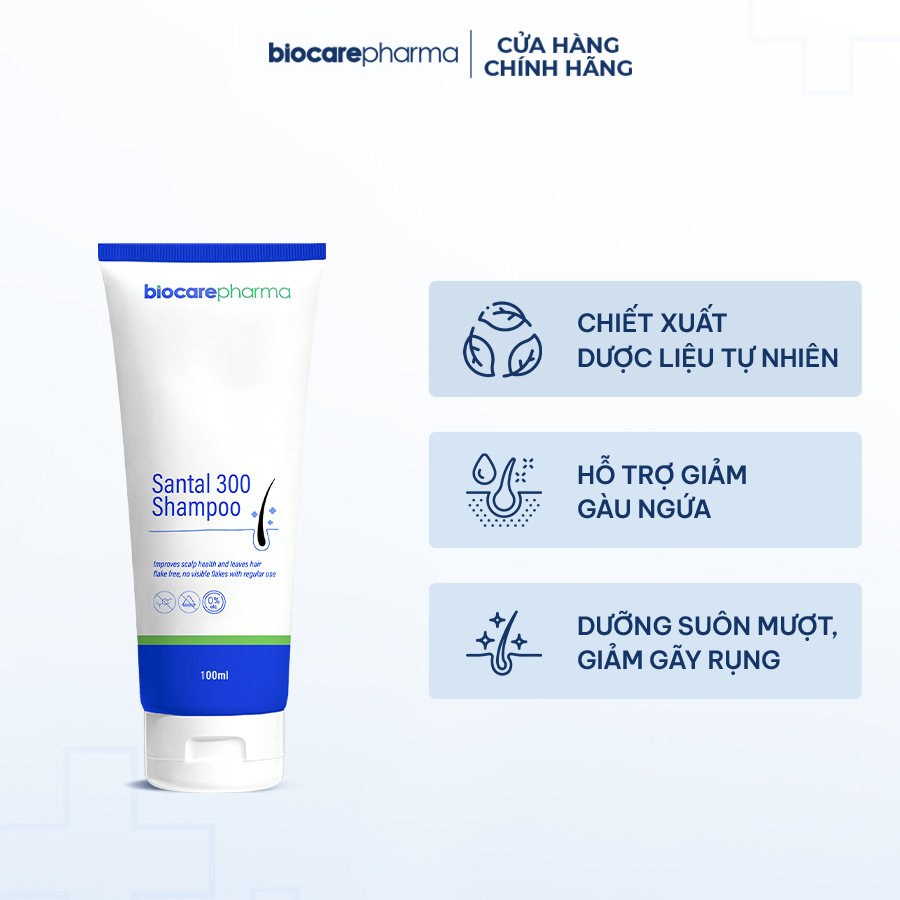 Dầu Gội Gàu Nấm Santal 300 Shampoo Biocare Pharma 100ml