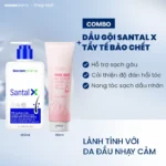 Combo dầu gội Santal X kết hợp tẩy tế bào chết da đầu Pink Salt 50 Scrub Biocarepharma